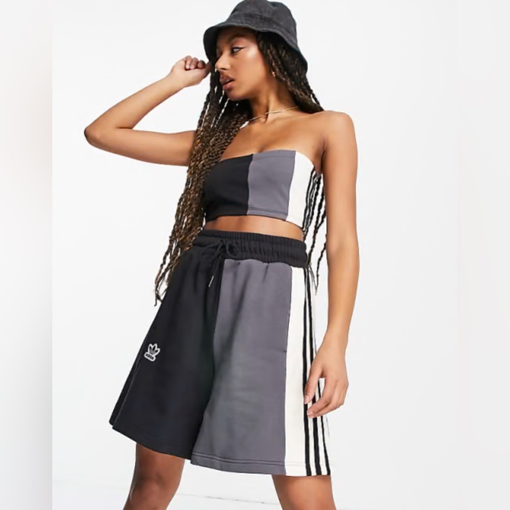 Adidas Monochrome Tube Top and Shorts Set